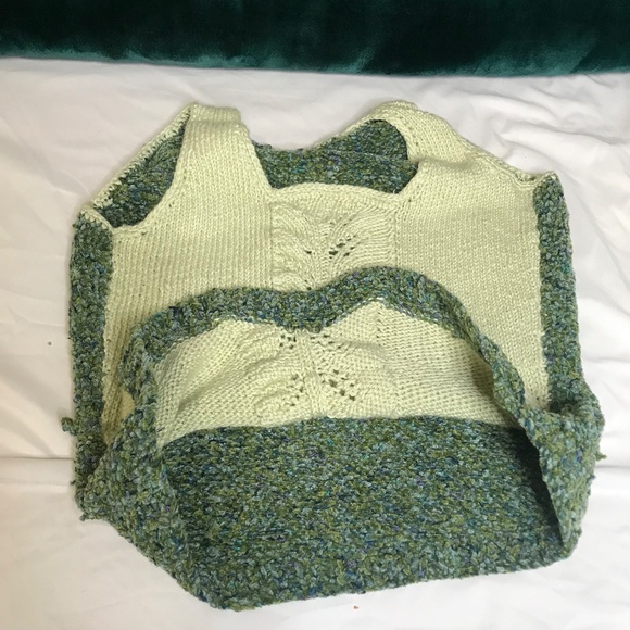 Handmade Knit Tank Top –  Sage Green Mixed Yarn – Sleeveless Boho Style - Picture 6 of 15